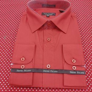 HENRI PICARD BY DON JONATHAN RED LONG SLEEVE DRESS SHIRT.